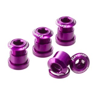 Reverse, Kettenblattschrauben SET, Aluminium, 4 Schrauben, 4 Muttern, 4 Unterlagscheiben 2mm, Purple