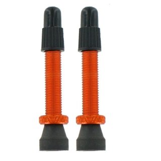 VAR, Ventil Alu Tubelessventil für TL-Ready Umrüstung SV, 6,5mm, 35mm lang, 2er pack, orange